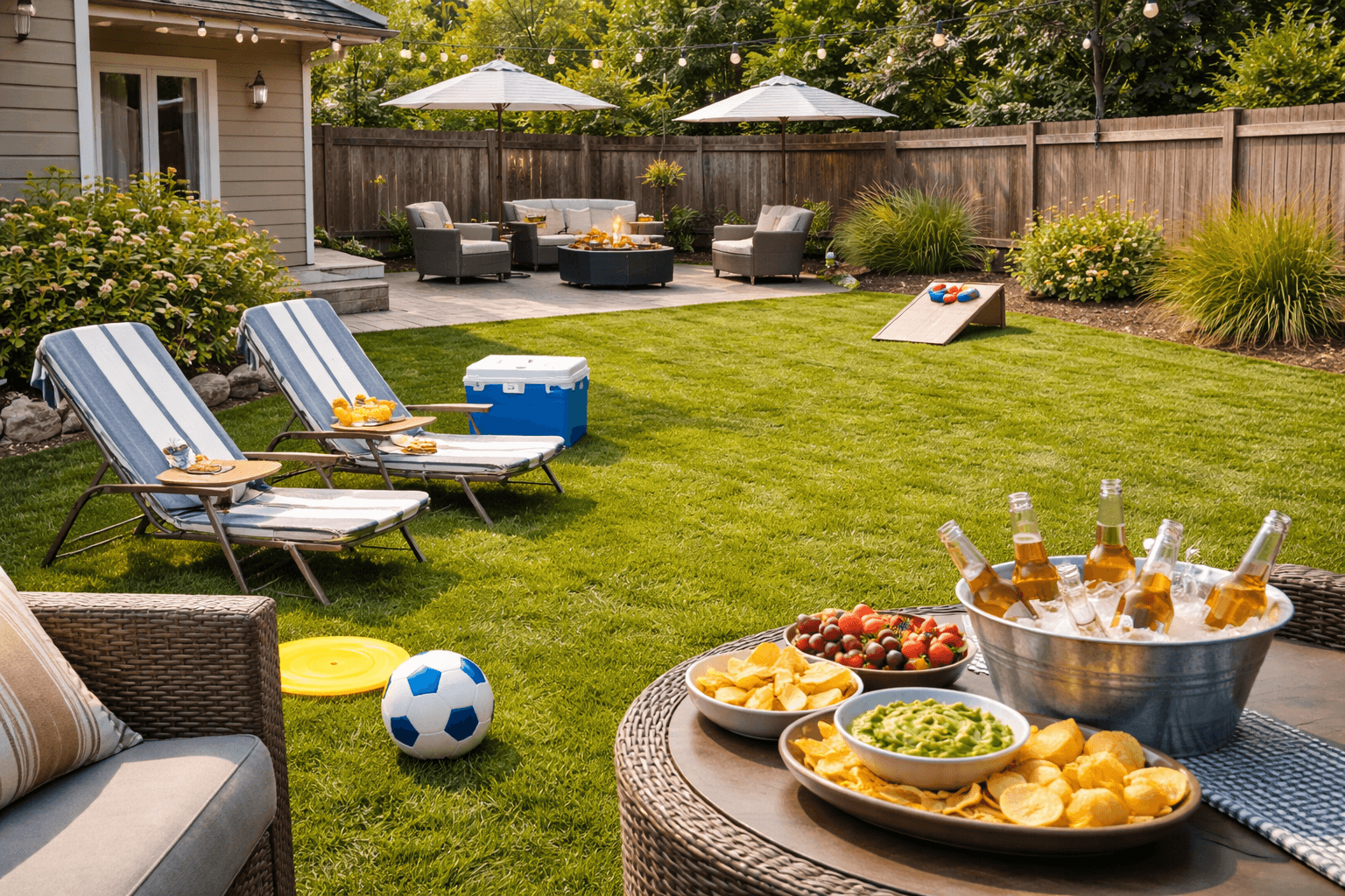 Bright green backyard after cleanup